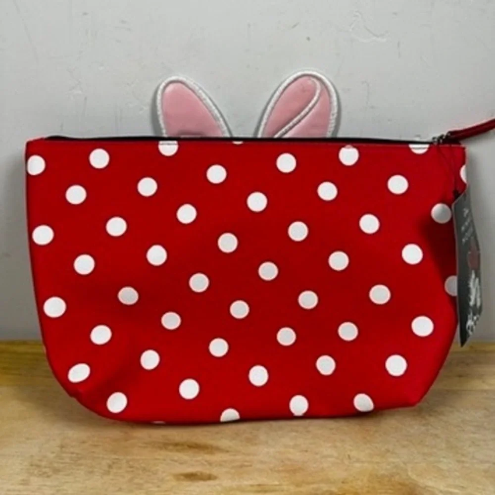 Ful Concept One Disney Minnie Mouse Cosmetic‎ Bag Red Polka Dot Heart Bow Travel